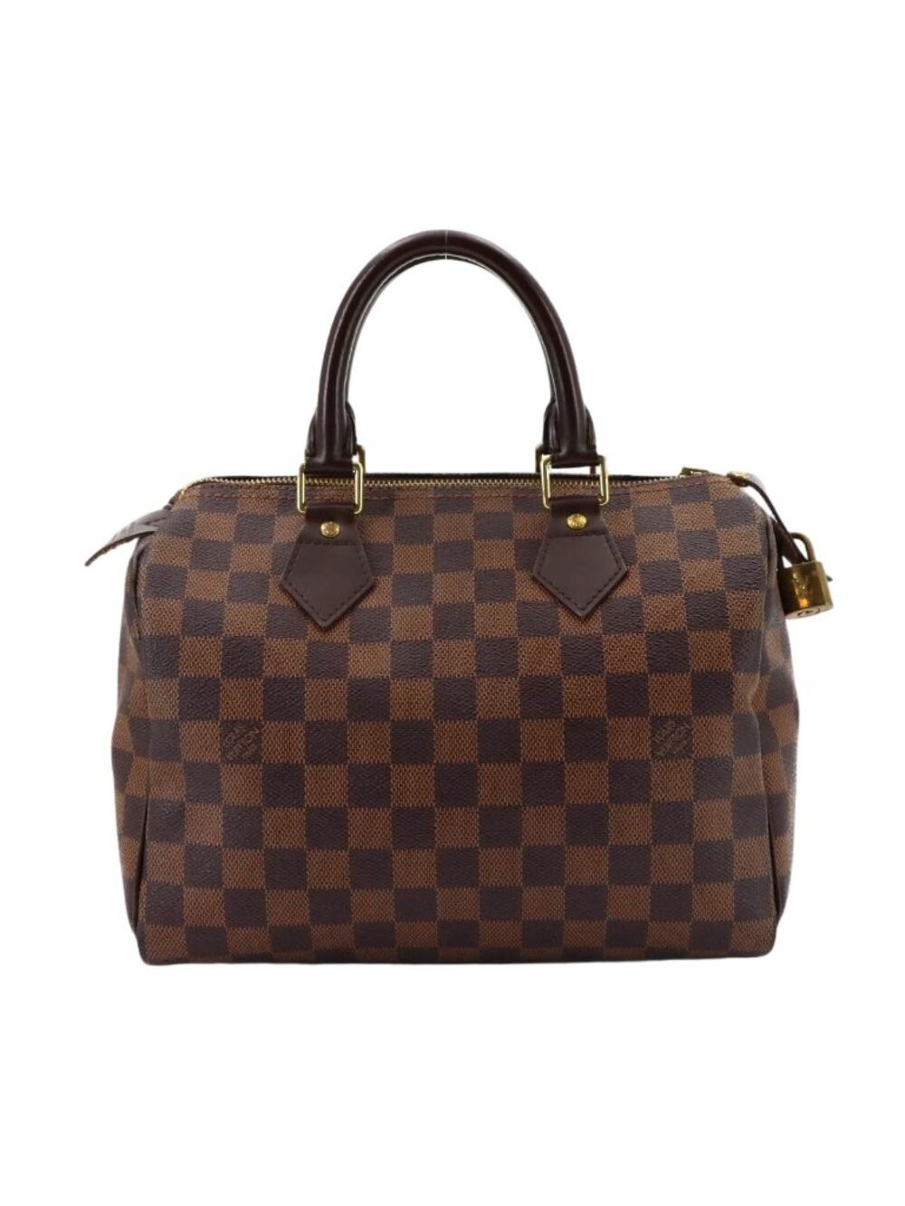 Louis Vuitton Damier Speedy 25 Hand Bag Ebene Brown Gold